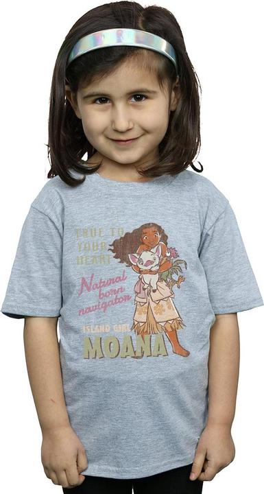 Actual product image Disney Girls Moana Natural Born Navigator Cotton T-Shirt (152, 158)
