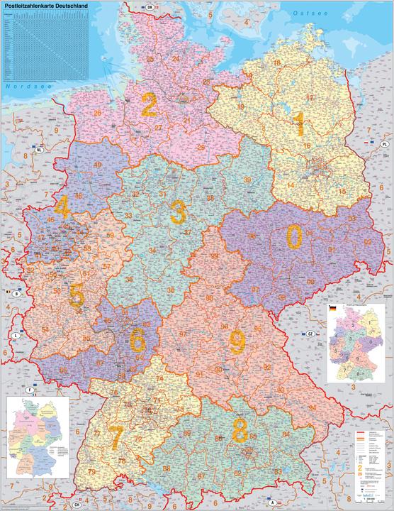 Immagine prodotto Franken Cartello mappa codice postale Germania appuntabile (98 x 140 cm)
