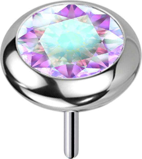 Star Piercing Threadless silber Scheibe abgerundet Kristall multicolor (ohne Messing, Titan G23)