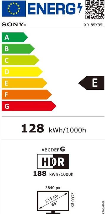 Energie-Label Sony FWD-85X95L (85", A95L, LED, 4K, 2023)