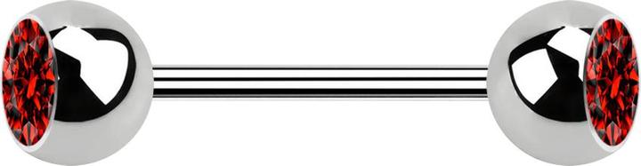 Produktbild Star Piercing Micro Barbell silber mit zwei Kugeln und Kristall rot (Chirurgenstahl 316L, ohne Messing)