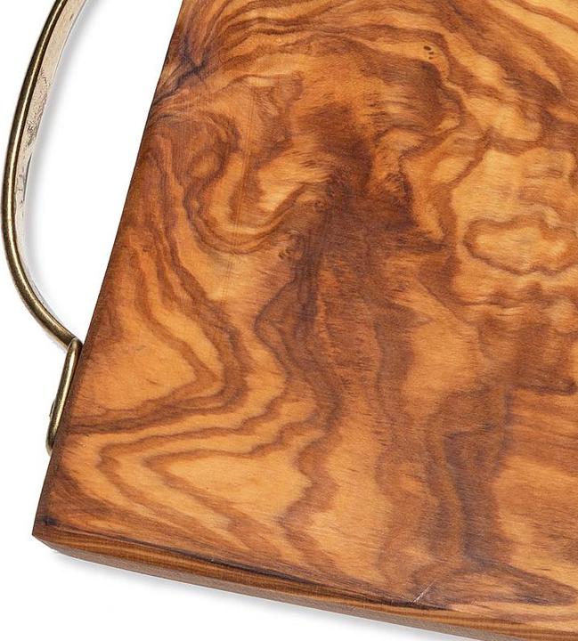 Actual product image Natura Punto Rectangular board 100% olive wood with brass handle, 30x16x2,4 cm