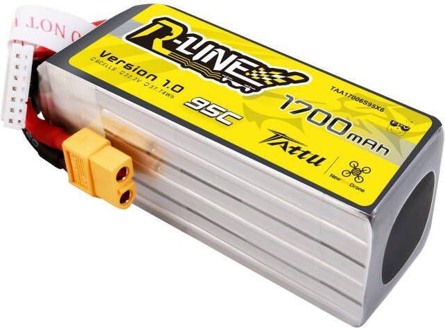 Immagine prodotto Tattu Batteria Lipo R-Line 22.2V 1700mAh 6S 95C con connettore XT60 (22.20 V, 1700 mAh)