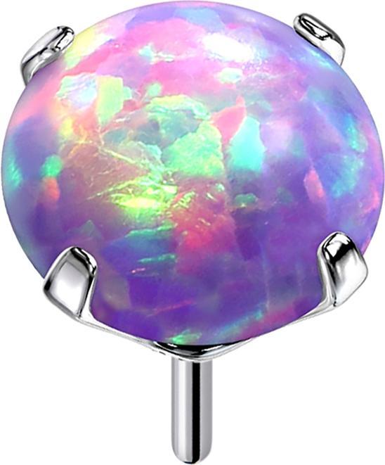 Actual product image Star Piercing Threadless silver set with violet opal (without brass, Titanium G23)