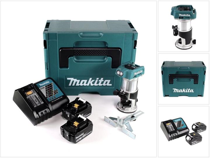 Actual product image Makita DRT 50 RFJ cordless multifunction router brushless 18V + 2x rechargeable batteries 3.0 Ah + quick