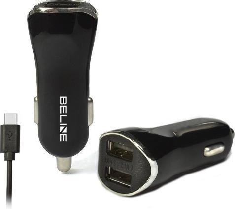 Beline Ład. sam. 2xUSB + USB-C 2,1A czarna/black