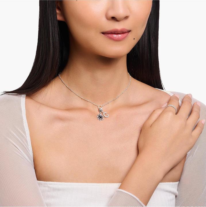 Immagine prodotto Thomas Sabo Ciondolo Charm Fasi lunari con imitazione di pietra arenaria Argento annerito (Smalto, Argento 925)
