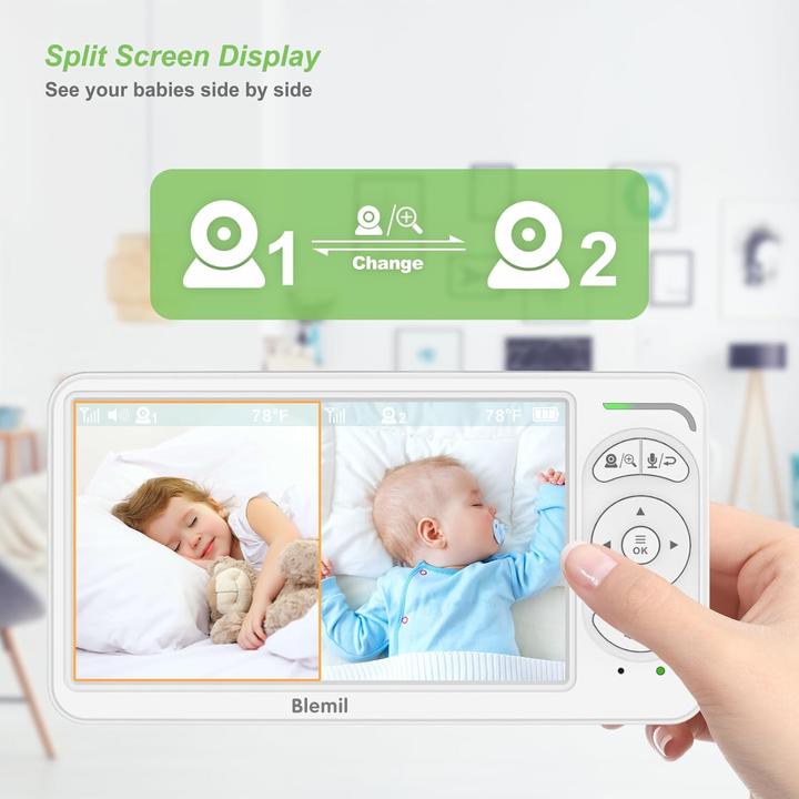Actual product image Blemil Video Babyphone mit 2 Kameras und Split Screen (Video & Audio)