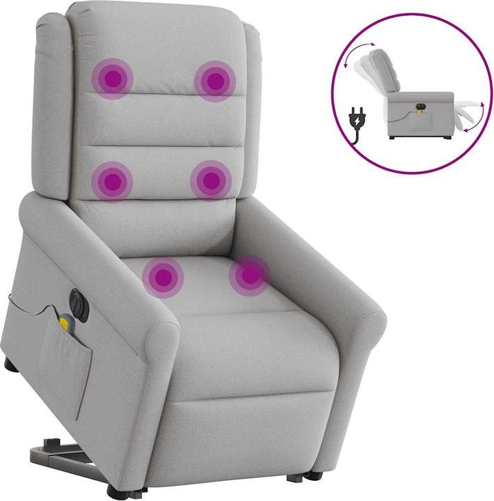 Produktbild VidaXL Massagesessel mit Aufstehhilfe Elektrisch Wolkengrau Stoff