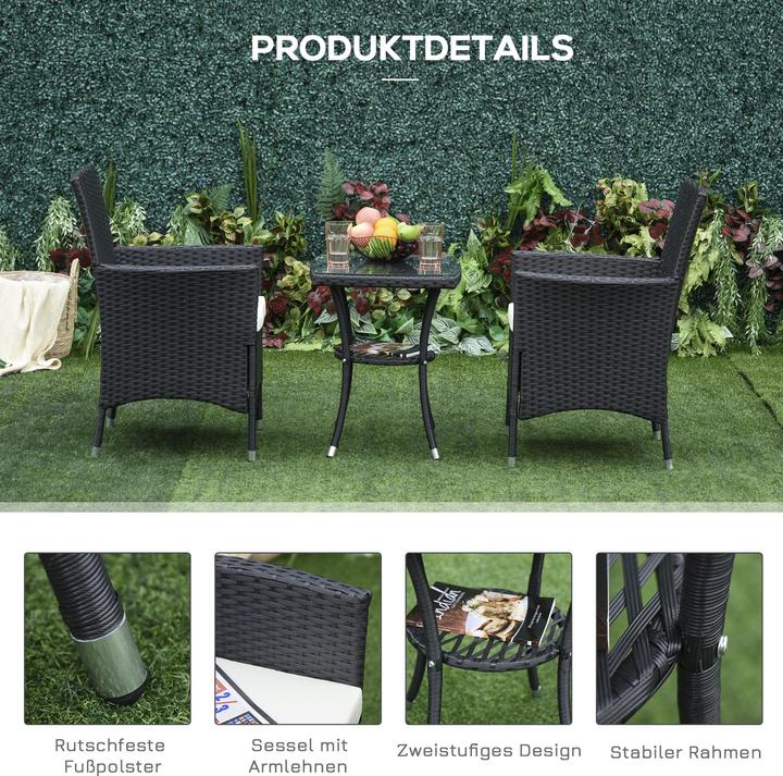 Immagine prodotto Outsunny Gruppo di sedute in rattan come set da 3 pezzi