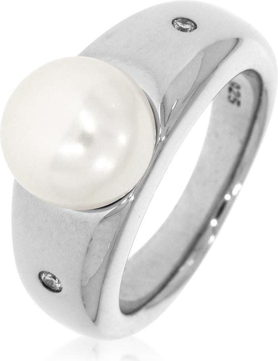 Actual product image Xen Ring with 2 diamonds and freshwater cultured pearl (52, 925 Silver)