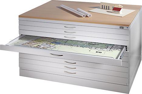 Produktbild C+P CP 7100 Planschrank schwarzgrau, weissaluminium 5 Schubladen 110,0 x 76,5 x 42,0 cm