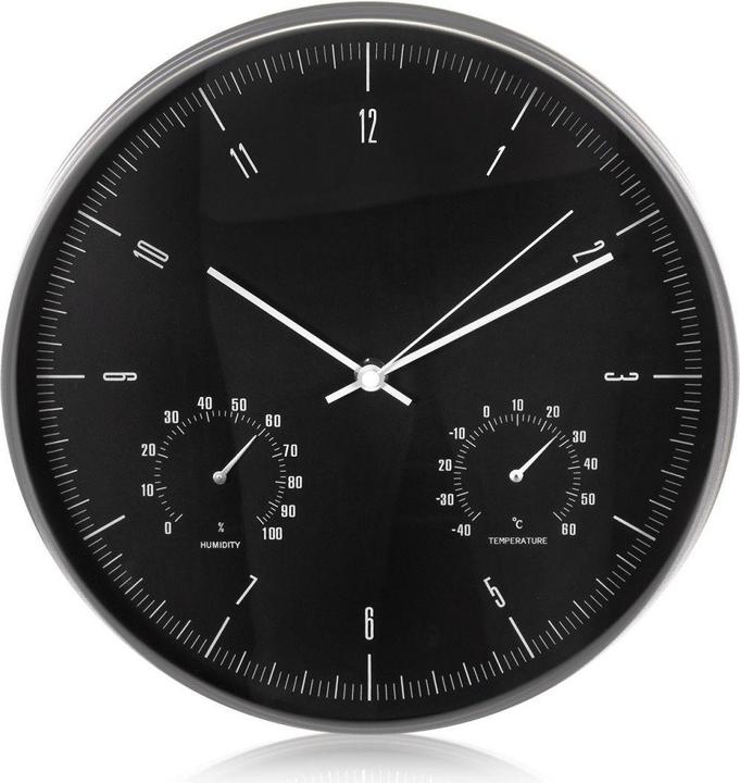Actual product image Maclean CE60S CE60S Wall clock sidabrinis 12 30cm with thermometer and hygrometer sidabrinis (30 cm)