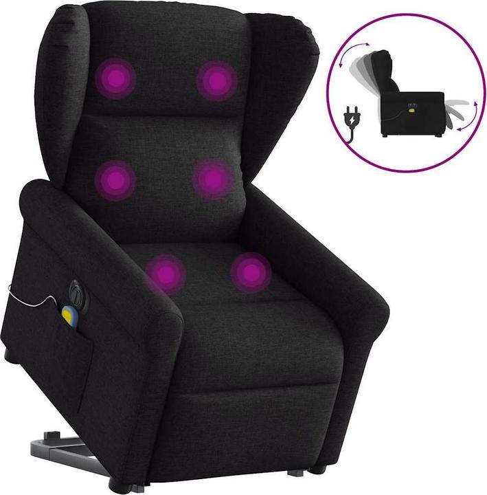 Produktbild VidaXL Elektrischer Massagesessel mit Aufstehhilfe Schwarz Stoff