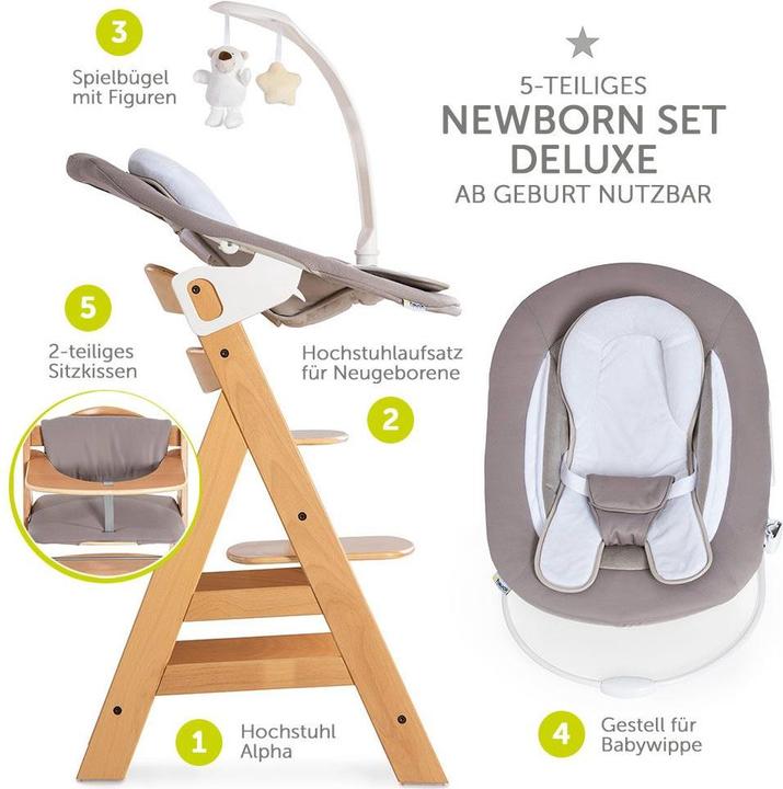 Actual product image Hauck Highchairs Alpha Plus Nature Newborn Set Deluxe - 4-piece highchair (High chair booster seat)
