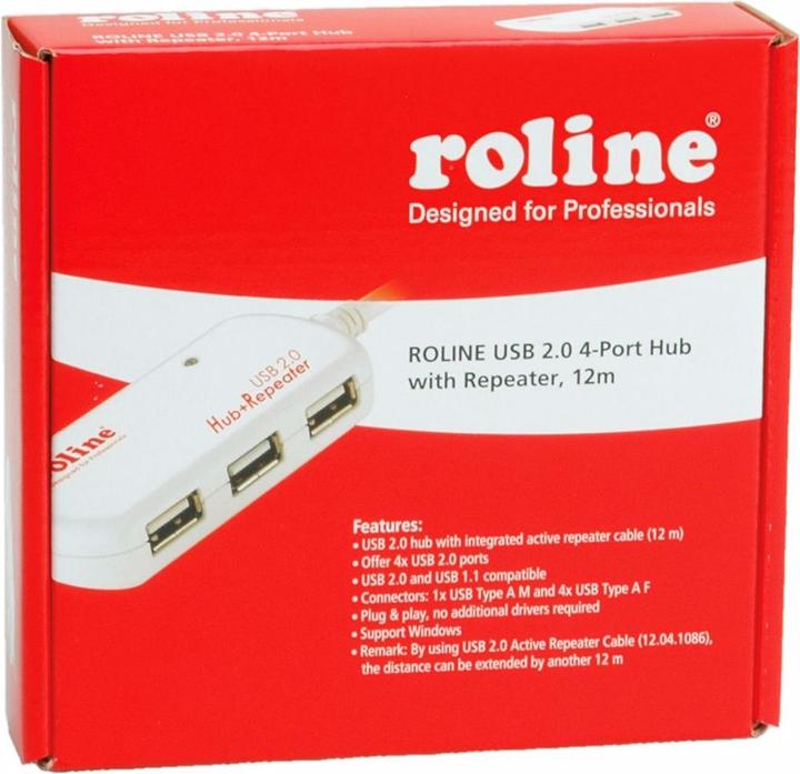 Actual product image Roline USB 2.0 4-Port Hub with Repeater (USB-A, 4 Ports)