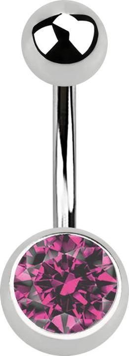 Produktbild Star Piercing Banane silber mit Kugel und Kugel Kristall pink (Chirurgenstahl 316L, ohne Messing)
