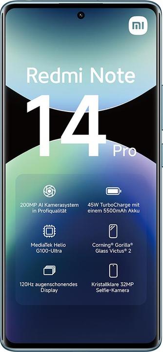 Productafbeelding Xiaomi Redmi Note 14 Pro (256 GB, Oceaanblauw, 6.67", Dubbele SIM, 200 Mpx, 4G)