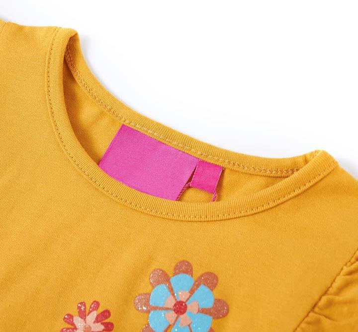 Immagine prodotto VidaXL Camicia a maniche lunghe da bambino ocra scuro 116,Materiale: 95 (116)