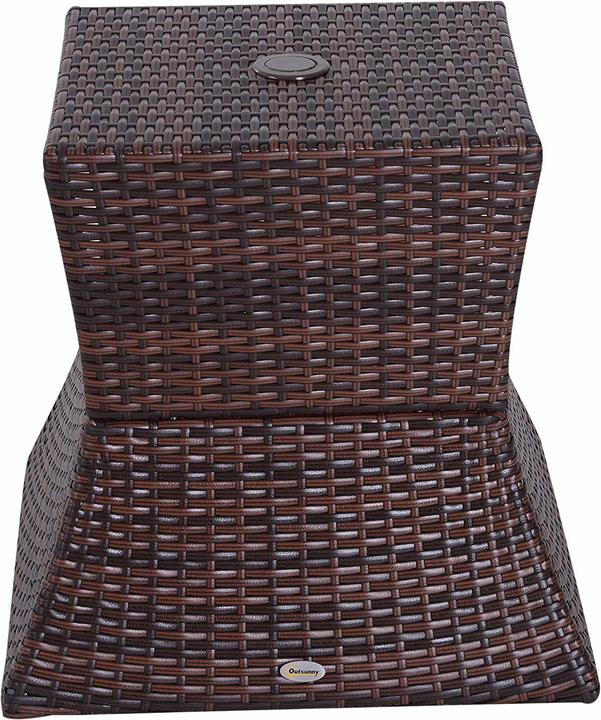 Produktbild Outsunny Rattan-Gartentisch mit Sonnenschirm-Halterung