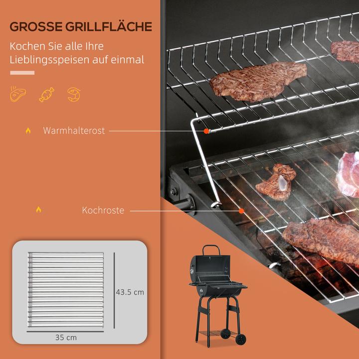 Produktbild Outsunny BBQ Grill mit Deckel und Regale (35 cm)