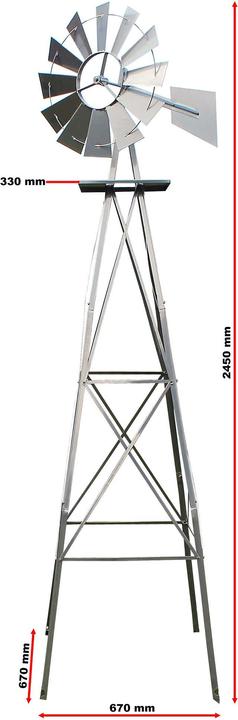 Image du produit Wiltec XPOtool roue à vent avec 245cm de hauteur moulin à vent carillon décoration de jardin treillis