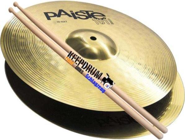Actual product image Paiste 101 Hi Hat Cymbal 13 with 5A KD Drumsticks (Cymbal)