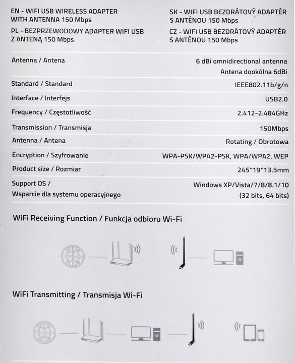 Immagine prodotto Qoltec 57001 Scheda di rete WLAN (USB)