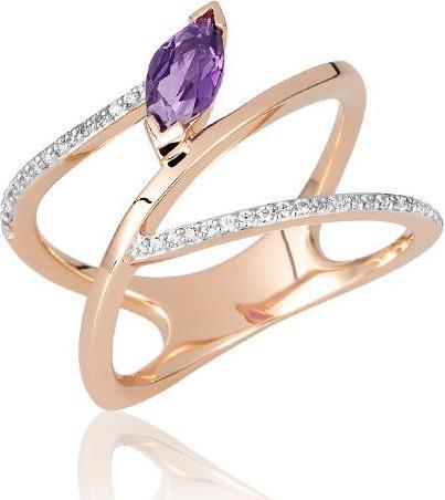 Image du produit Breuning BAGUE - E.AMETHYSTE/Brill. 0,18 Ct H/si (49, Or 750/18 K)