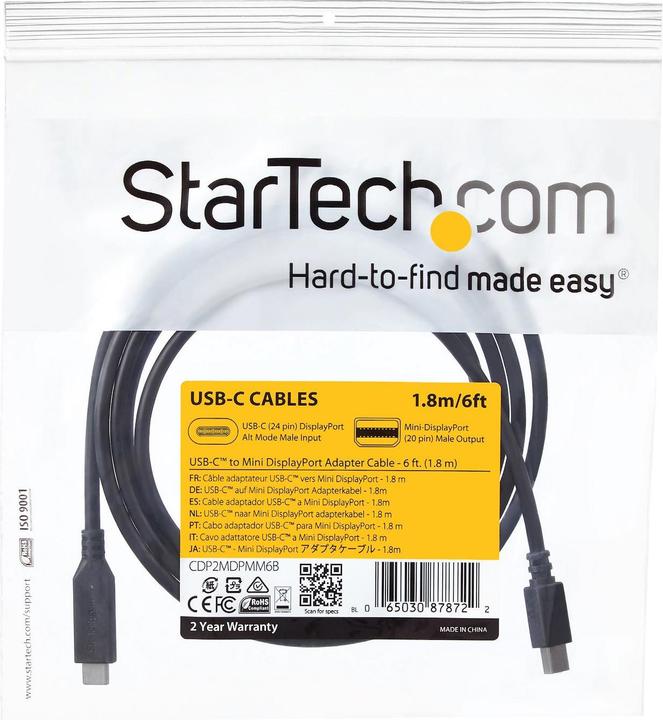 Produktbild StarTech USB Typ C — Mini DisplayPort (1.80 m, DisplayPort)