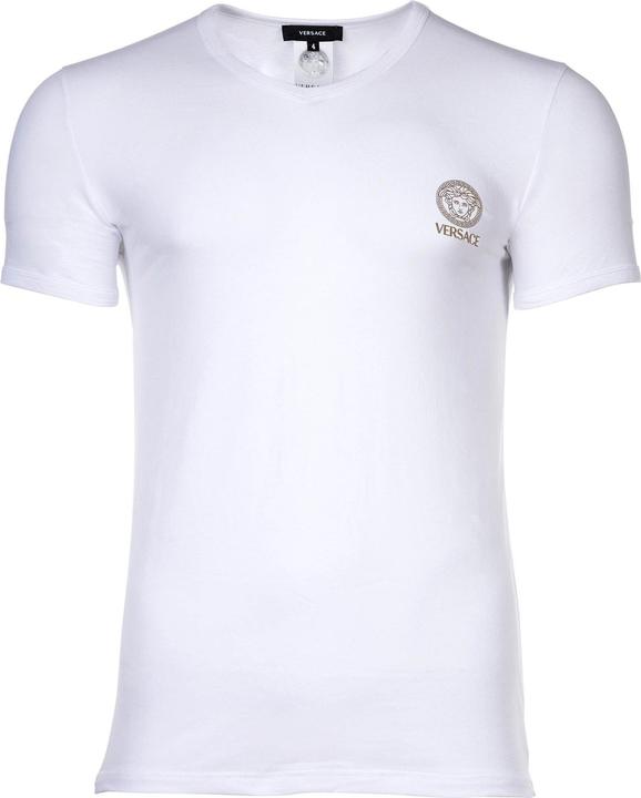 Versace T-Shirt Short Sleeves V Neck Jersey Topeka Bi-Stretch Cotton Organic New Logo