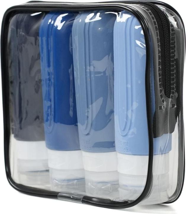 Immagine prodotto Hermex Set di 4 flaconi da viaggio per shampoo da spremere (Set manicure, Sacchi liquidi, Prodotto per l'igiene)