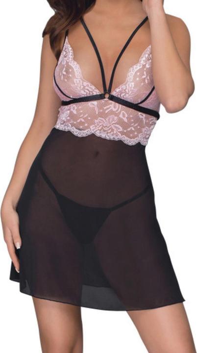 Produktbild Cottelli Collection Babydoll schwarz/rosa (L)