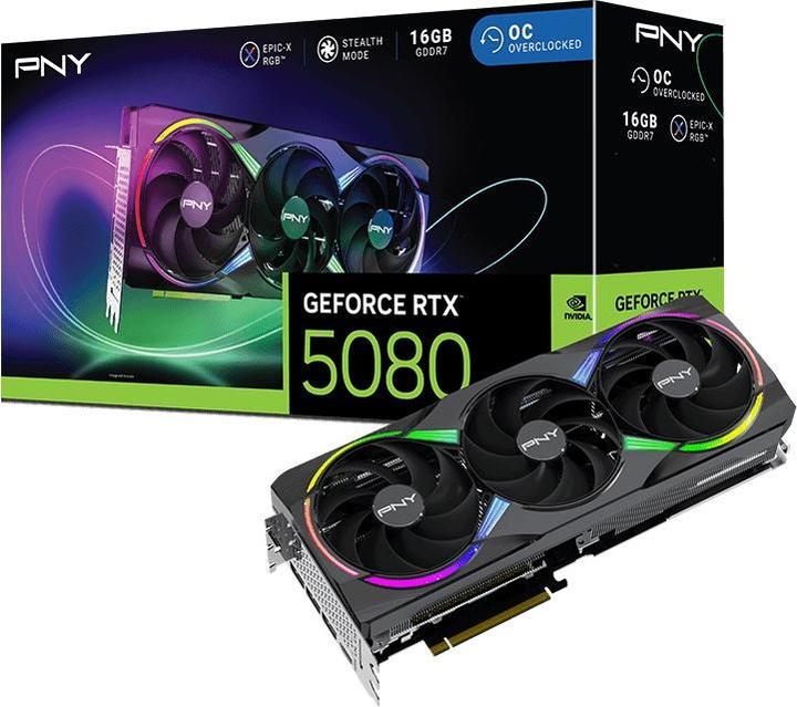 Actual product image PNY GeForce RTX 5080 ARGB Epic-X RGB Overclocked Triple Fan (16 GB)