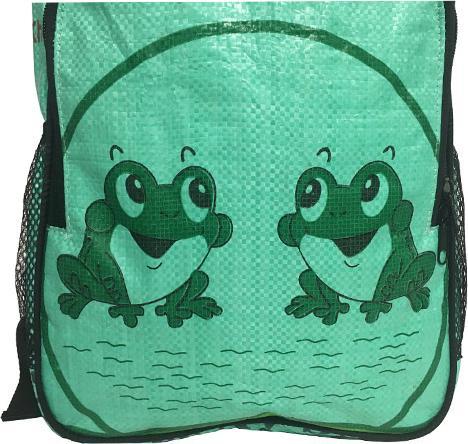 Immagine prodotto Bekos Upcycling - Zaino per bambini con sacchi di mangime riciclati Frog S (6 l)