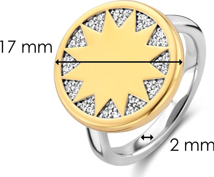 Image du produit Ti Sento Milano Bague soleil avec zirconium plaqué or bicolore 12215ZY (56, Argent 925)