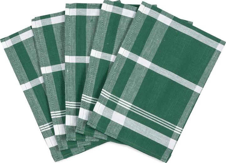Actual product image Ross Exclusiv - half linen - block check 5 X tea towel set
