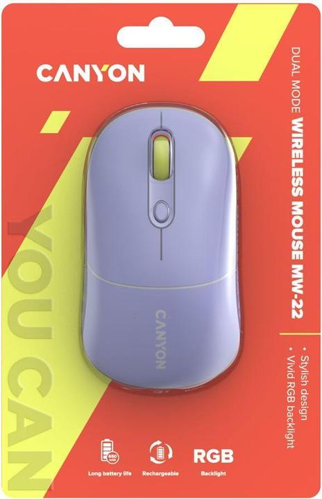 Produktbild Canyon MW-22, 2in1 wireless optical mouse Bluetooth / Wireless USB, 800/1200/1600 DPI, 4 print (Kabellos)