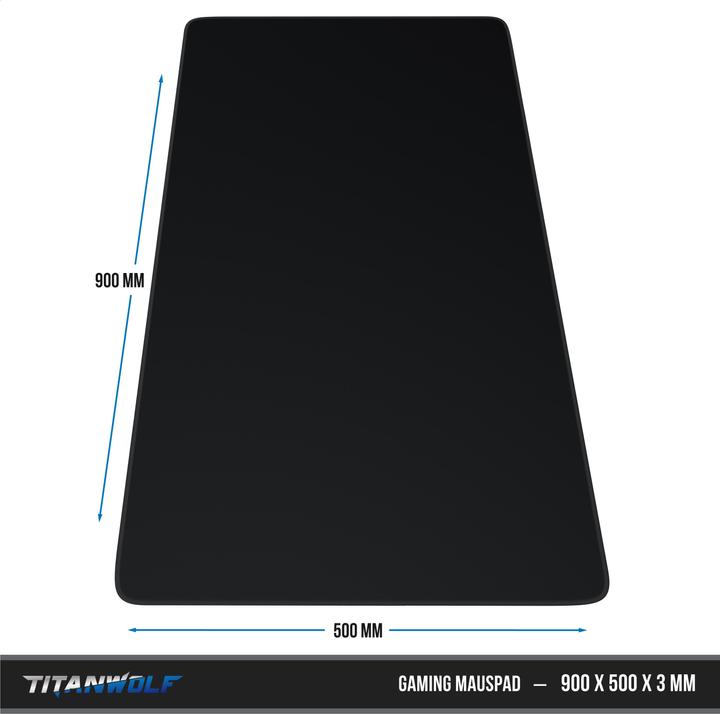 Produktbild Titanwolf Gaming Mauspad, 900 x 500mm XXL Speed Gaming Mausmatte, Mousepad Extragrosse Fläche, schwarz (XXL)
