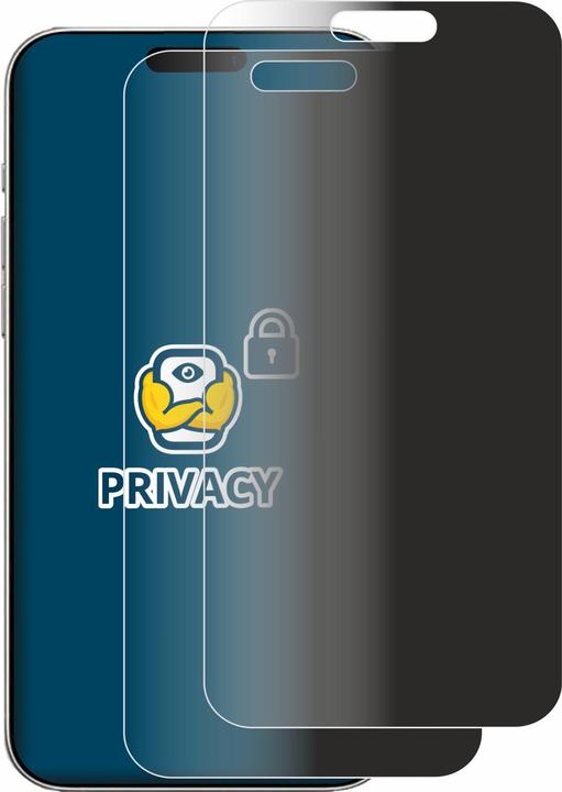 Productafbeelding BROTECT Anti-spionnetje privacyfolie Beschermfolie tegen blauw licht (2 Stuk, Apple iPhone 16 Pro)