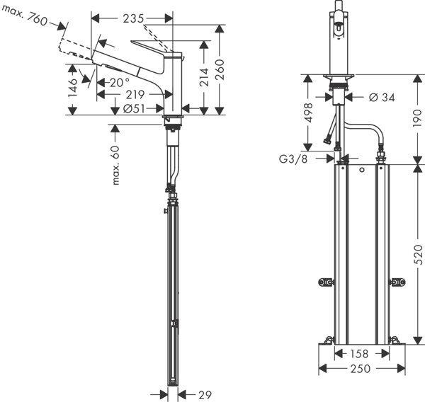 Produktbild hansgrohe Zesis M33 Einhebel-Küchenmischer 150, 2 Strahlarten, sBox, 74821