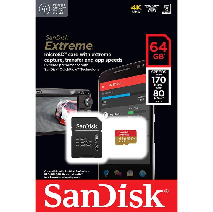 Produktbild SanDisk Extreme (64 GB, microSDXC, U3, UHS-I)