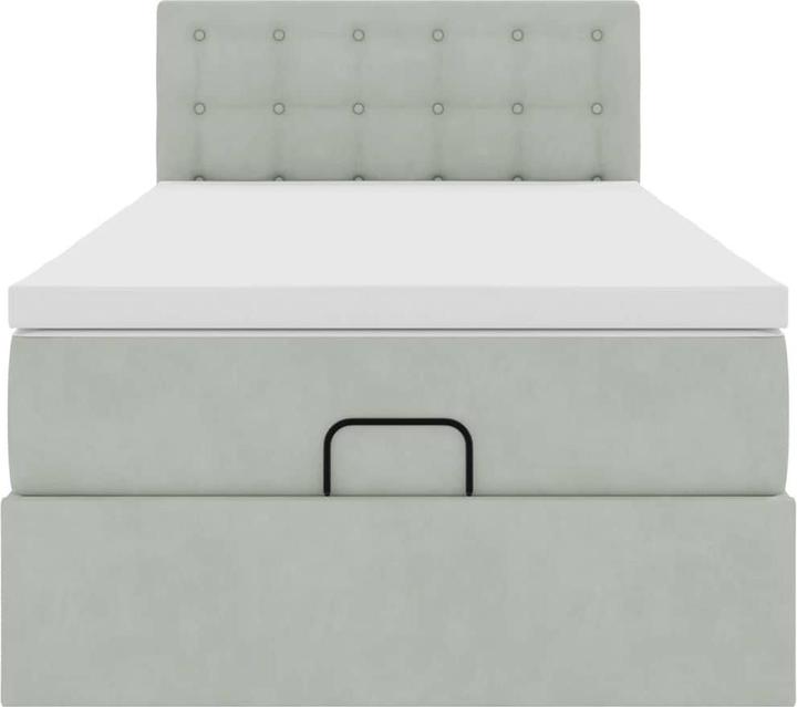 Produktbild VidaXL Ottoman-Bett mit Matratze Hellgrau 90x200 cm Samt (90 x 200 cm)