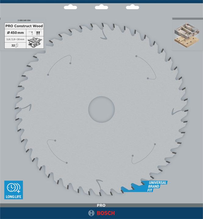 Immagine prodotto Bosch Professional Zubehör Lama per sega circolare per legno PRO Construct, 450 x 3,8 x 30 mm