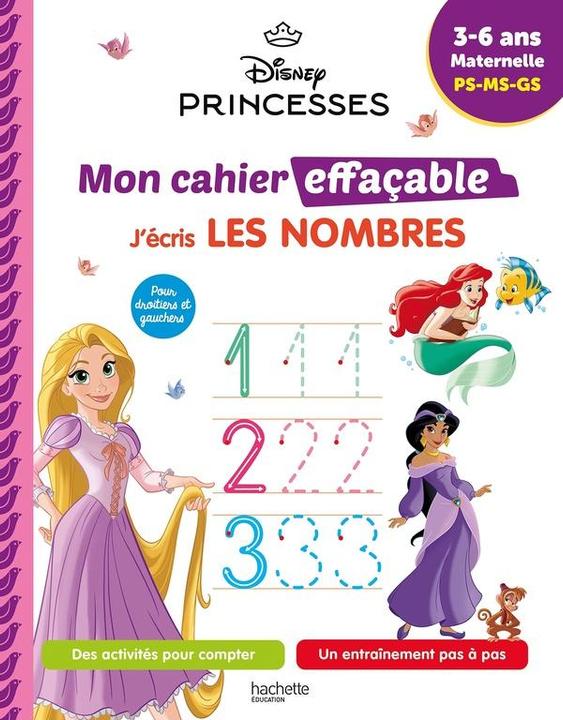 Actual product image Disney princesses : mon cahier effaçable, j'écris les nombres (French, Collectif, 2024)