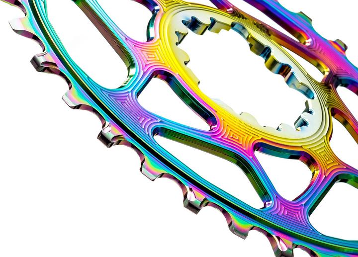 Immagine prodotto AbsoluteBLACK aBLACK - MTB - OVALE - Montaggio diretto per Sram - BOOST148 (offset 3mm) - Chiazza d'olio PVD (28)