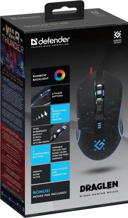 Image du produit Defender DRAGLEN GM-907 Souris de jeu filaire 7200 DPI (Filaire)