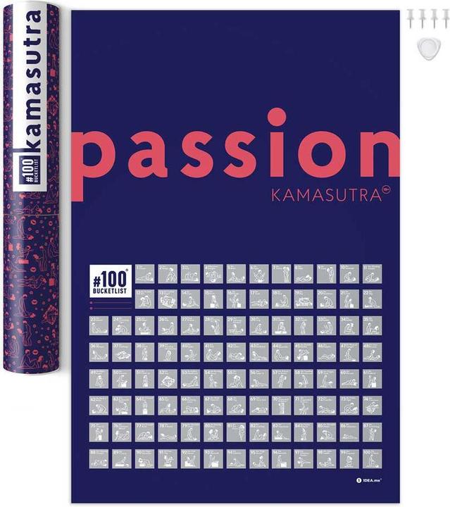 Actual product image 1dea.me Kamasutra 100 Bucketlist - Rubbelposter / Scratch Map (60 x 40 cm)