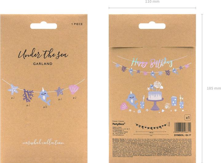 Produktbild Partydeco Girlande Narwal 1 m, Blau/Rosa/Violett