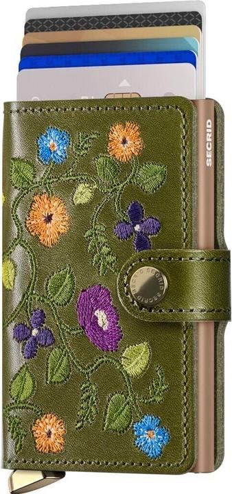 Actual product image Secrid Stitch Floral Miniwallet, olive